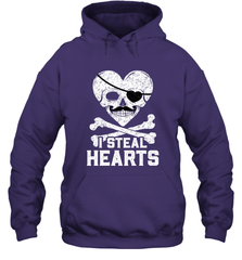 I Steal Hearts Valentine's Day Pirate Skull Art Graphics Hooded Sweatshirt Hooded Sweatshirt - trendytshirts1
