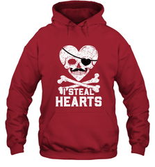 I Steal Hearts Valentine's Day Pirate Skull Art Graphics Hooded Sweatshirt Hooded Sweatshirt - trendytshirts1