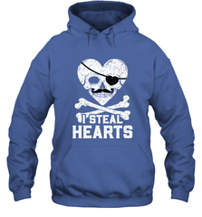 I Steal Hearts Valentine's Day Pirate Skull Art Graphics Hooded Sweatshirt Hooded Sweatshirt - trendytshirts1
