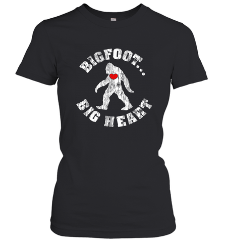 Bigfoot Heart Valentine's Day Lover Art Graphics Great Gift Women's T-Shirt Women's T-Shirt / Black / S Women's T-Shirt - trendytshirts1