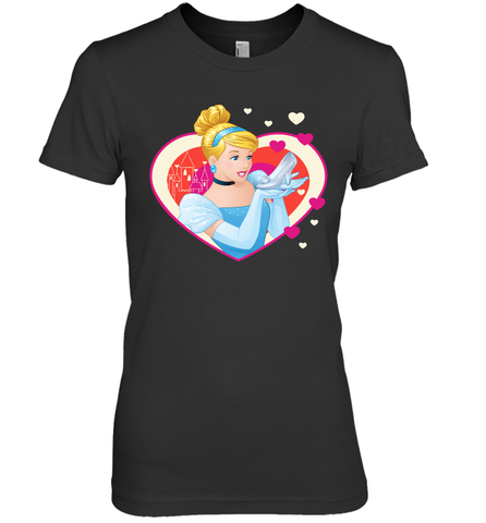 Disney Cinderella Valentine's Sparkle Hearts Women's Premium T-Shirt Women's Premium T-Shirt / Black / XS Women's Premium T-Shirt - trendytshirts1
