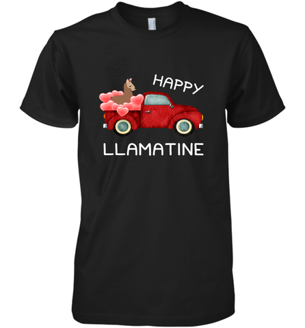 Happy Llamatine funny Valentine Day Llama costume Men's Premium T-Shirt Men's Premium T-Shirt / Black / XS Men's Premium T-Shirt - trendytshirts1