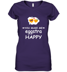 You Make Me Eggstra happy,Funny Valentine His and Her Couple Women's V-Neck T-Shirt Women's V-Neck T-Shirt - trendytshirts1