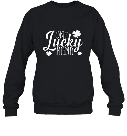 One Lucky Mama Shamrock Gift For Saint Patrick's Day Crewneck Sweatshirt Crewneck Sweatshirt / Black / S Crewneck Sweatshirt - trendytshirts1