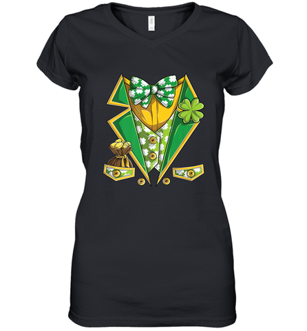 Leprechaun Costume Boys Kids St Patricks Women's V-Neck T-Shirt Women's V-Neck T-Shirt / Black / S Women's V-Neck T-Shirt - trendytshirts1