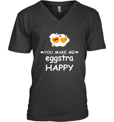 You Make Me Eggstra happy,Funny Valentine His and Her Couple Men's V-Neck Men's V-Neck / Black / S Men's V-Neck - trendytshirts1