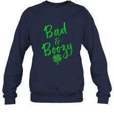 Bad and Boozy , St Patricks Day Beer Drinking Crewneck Sweatshirt Crewneck Sweatshirt - trendytshirts1