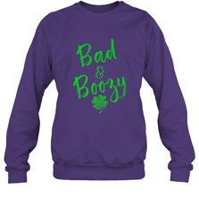 Bad and Boozy , St Patricks Day Beer Drinking Crewneck Sweatshirt Crewneck Sweatshirt - trendytshirts1