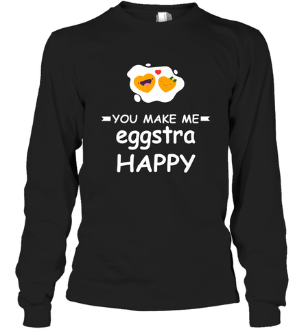 You Make Me Eggstra happy,Funny Valentine His and Her Couple Long Sleeve T-Shirt Long Sleeve T-Shirt / Black / S Long Sleeve T-Shirt - trendytshirts1