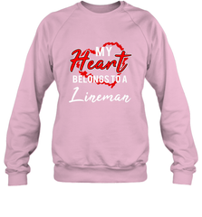 My Heart Belongs To A Lineman Valentines Day Lovely Gift Crewneck Sweatshirt Crewneck Sweatshirt - trendytshirts1