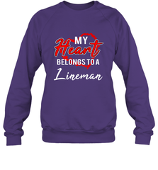 My Heart Belongs To A Lineman Valentines Day Lovely Gift Crewneck Sweatshirt Crewneck Sweatshirt - trendytshirts1