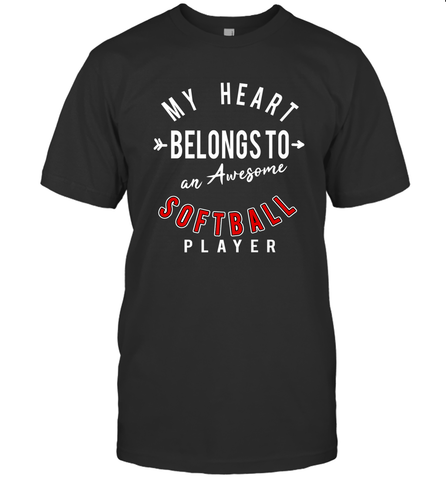 My Heart Belongs To An Awesome Softball Valentines Day Gift Men's T-Shirt Men's T-Shirt / Black / S Men's T-Shirt - trendytshirts1