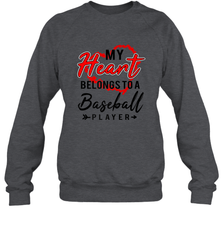 My Heart Belongs To A Baseball Player Valentines Day Gift Crewneck Sweatshirt Crewneck Sweatshirt - trendytshirts1
