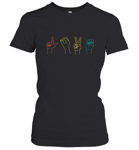 Love ASL Sign language Alphabet Valentines Day Gift idea Women's T-Shirt Women's T-Shirt / Black / S Women's T-Shirt - trendytshirts1