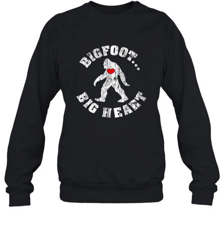 Bigfoot Heart Valentine's Day Lover Art Graphics Great Gift Crewneck Sweatshirt Crewneck Sweatshirt / Black / S Crewneck Sweatshirt - trendytshirts1
