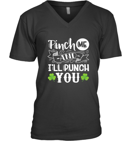St Patricks Day Pinch Me And I'll Punch You Men's V-Neck Men's V-Neck / Black / S Men's V-Neck - trendytshirts1