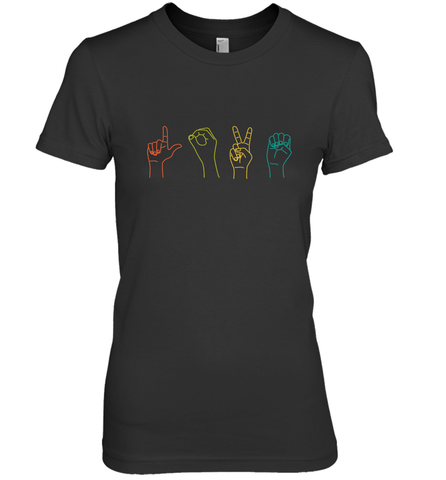 Love ASL Sign language Alphabet Valentines Day Gift idea Women's Premium T-Shirt Women's Premium T-Shirt / Black / XS Women's Premium T-Shirt - trendytshirts1