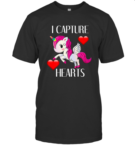 Girls Valentine's Day Unicorn I Capture Hearts Kids Gift Men's T-Shirt Men's T-Shirt / Black / S Men's T-Shirt - trendytshirts1