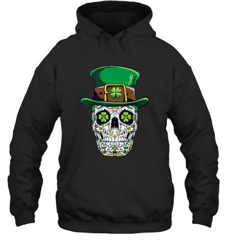 Sugar Skull Leprechaun T Shirt St Patricks Day Women Men Hooded Sweatshirt Hooded Sweatshirt / Black / S Hooded Sweatshirt - trendytshirts1
