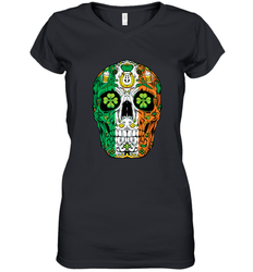 Sugar Skull Leprechaun T Shirt St Patricks Day Women Men Tee Women's V-Neck T-Shirt