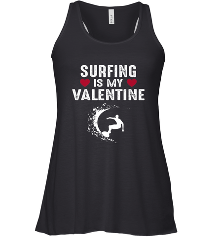 Surfing Is My Valentine Surfer Surfing Gift Women's Racerback Tank Women's Racerback Tank / Black / XS Women's Racerback Tank - trendytshirts1