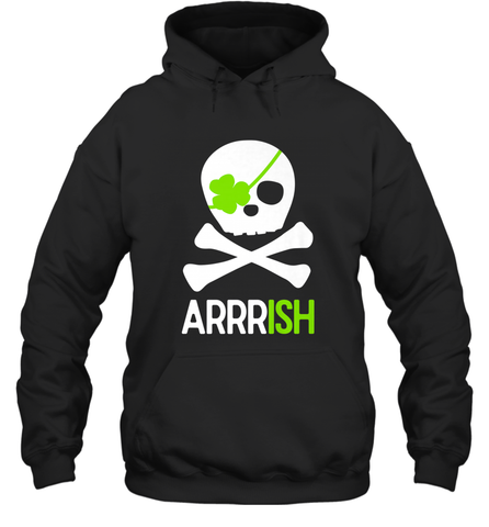 St. Patricks Day Irish Pirate Skull and Cross bones Hooded Sweatshirt Hooded Sweatshirt / Black / S Hooded Sweatshirt - trendytshirts1