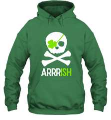 St. Patricks Day Irish Pirate Skull and Cross bones Hooded Sweatshirt Hooded Sweatshirt - trendytshirts1