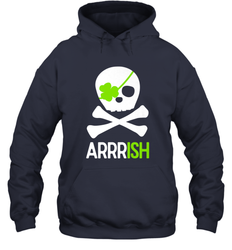 St. Patricks Day Irish Pirate Skull and Cross bones Hooded Sweatshirt