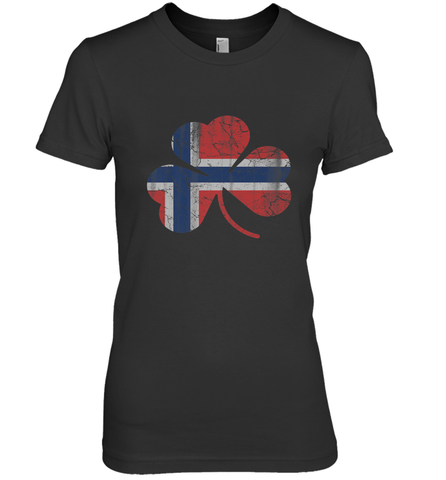 Norwegian Flag Irish Shamrock St Patricks Day Norge Women's Premium T-Shirt Women's Premium T-Shirt / Black / XS Women's Premium T-Shirt - trendytshirts1