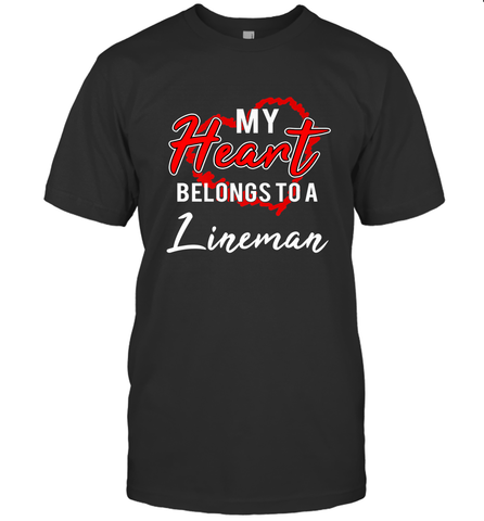 My Heart Belongs To A Lineman Valentines Day Lovely Gift Men's T-Shirt Men's T-Shirt / Black / S Men's T-Shirt - trendytshirts1