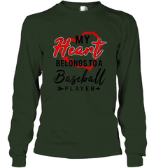 My Heart Belongs To A Baseball Player Valentines Day Gift Long Sleeve T-Shirt Long Sleeve T-Shirt - trendytshirts1