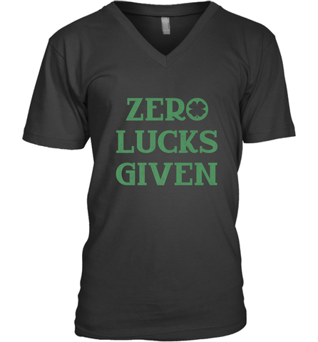 St. Patrick's Day Zero Lucks Given Graphic Men's V-Neck Men's V-Neck / Black / S Men's V-Neck - trendytshirts1