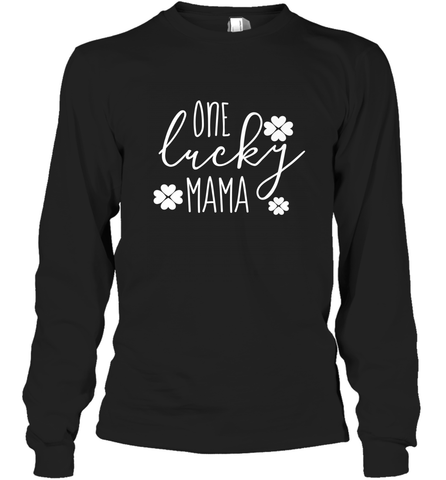 St Patricks Day Shirt One Lucky Mama Clover Shamrock Green Long Sleeve T-Shirt Long Sleeve T-Shirt / Black / S Long Sleeve T-Shirt - trendytshirts1