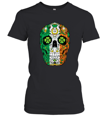 Sugar Skull Leprechaun T Shirt St Patricks Day Women Men Tee Women's T-Shirt Women's T-Shirt / Black / S Women's T-Shirt - trendytshirts1