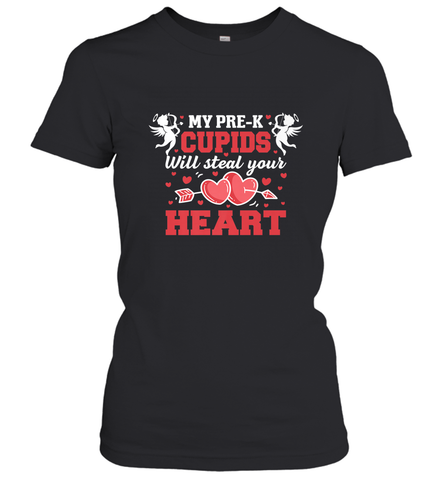 Teacher Valentine's Day Pre K Cupids Art Graphics Heart Love Women's T-Shirt Women's T-Shirt / Black / S Women's T-Shirt - trendytshirts1