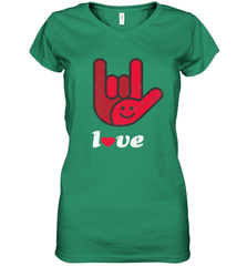 Cute Love Hand Sign Heart Valentines Day Retro Vintage Top Women's V-Neck T-Shirt Women's V-Neck T-Shirt - trendytshirts1