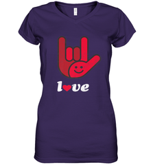 Cute Love Hand Sign Heart Valentines Day Retro Vintage Top Women's V-Neck T-Shirt Women's V-Neck T-Shirt - trendytshirts1