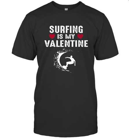 Surfing Is My Valentine Surfer Surfing Gift Men's T-Shirt Men's T-Shirt / Black / S Men's T-Shirt - trendytshirts1