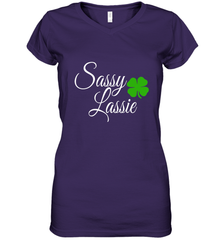 Sassy Lassie St Patty day Women's V-Neck T-Shirt Women's V-Neck T-Shirt - trendytshirts1