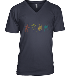 Love ASL Sign language Alphabet Valentines Day Gift idea Men's V-Neck