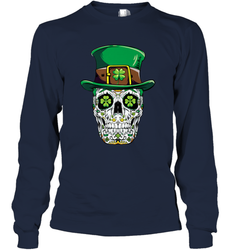 Sugar Skull Leprechaun T Shirt St Patricks Day Women Men Long Sleeve T-Shirt
