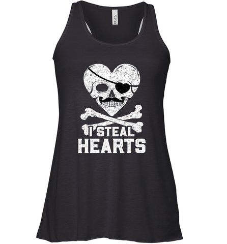 I Steal Hearts Valentine's Day Pirate Skull Art Graphics Women's Racerback Tank Women's Racerback Tank / Black / XS Women's Racerback Tank - trendytshirts1