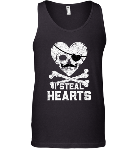 I Steal Hearts Valentine's Day Pirate Skull Art Graphics Men's Tank Top Men's Tank Top / Black / XS Men's Tank Top - trendytshirts1