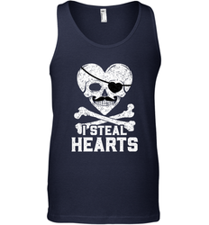 I Steal Hearts Valentine's Day Pirate Skull Art Graphics Men's Tank Top