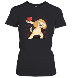 Dog Dabbing Heart For Valentine's Day Art Graphics Gift Women's T-Shirt