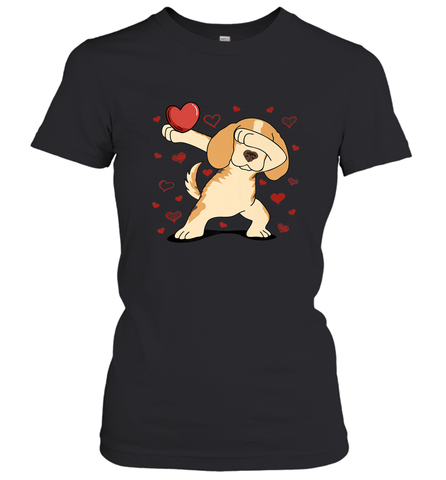 Dog Dabbing Heart For Valentine's Day Art Graphics Gift Women's T-Shirt Women's T-Shirt / Black / S Women's T-Shirt - trendytshirts1