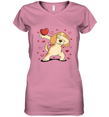 Dog Dabbing Heart For Valentine's Day Art Graphics Gift Women's V-Neck T-Shirt Women's V-Neck T-Shirt - trendytshirts1