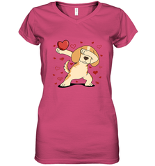 Dog Dabbing Heart For Valentine's Day Art Graphics Gift Women's V-Neck T-Shirt Women's V-Neck T-Shirt - trendytshirts1