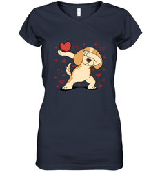 Dog Dabbing Heart For Valentine's Day Art Graphics Gift Women's V-Neck T-Shirt