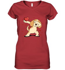 Dog Dabbing Heart For Valentine's Day Art Graphics Gift Women's V-Neck T-Shirt Women's V-Neck T-Shirt - trendytshirts1